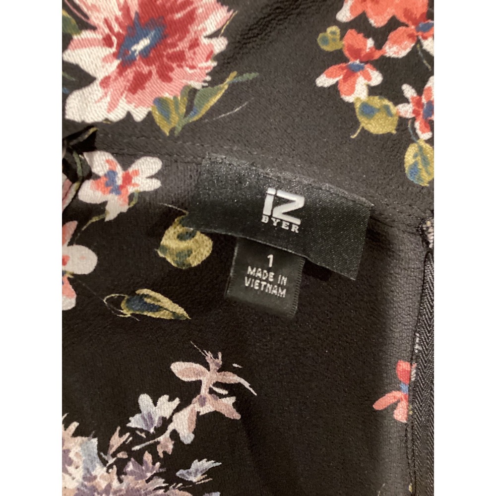 IZ Byer Black Floral Cold Shoulder Ruffle Maxi Dress Size 1 - Picture 9 of 9